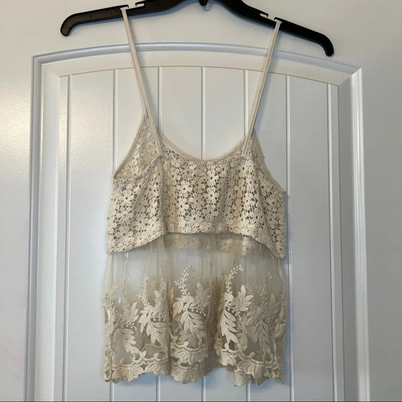 Just Me crochet and lace knit mesh tank/cami top, sz S - Picture 7 of 9